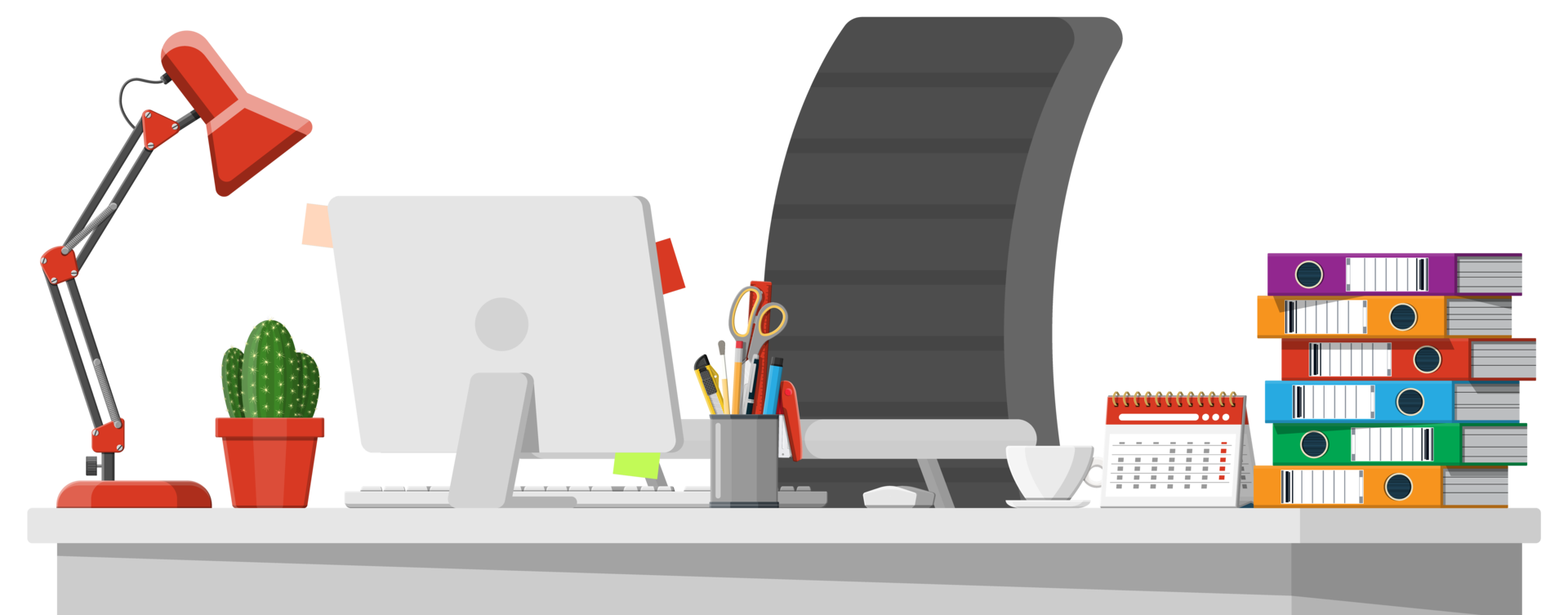 Office desk with computer 35744274 PNG