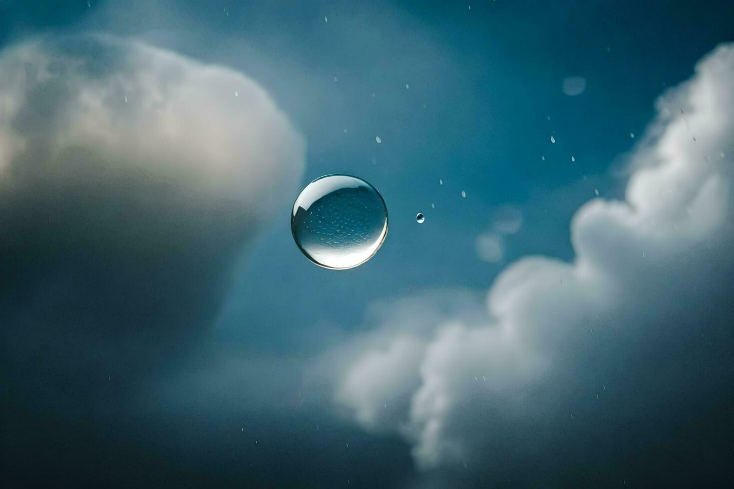 AI generated a drop of water in the sky with clouds photo
