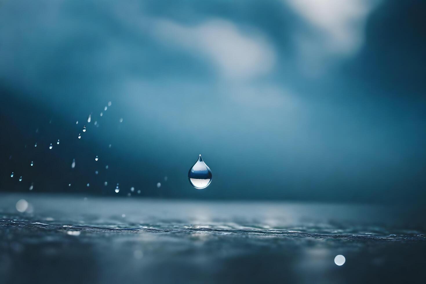 AI generated raindrops on the water photo