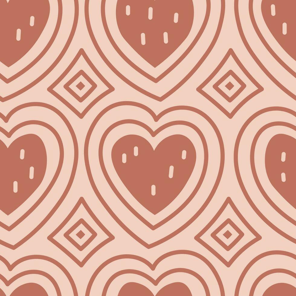Abstract line seamless pattern with hearts vector