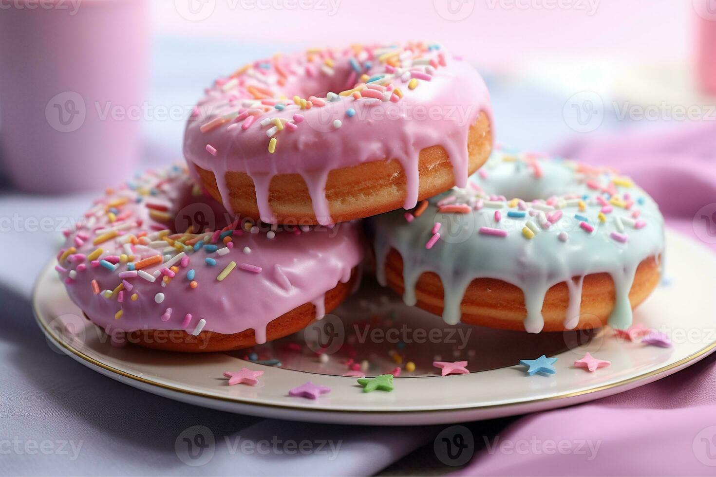AI generated Donuts rose color photo