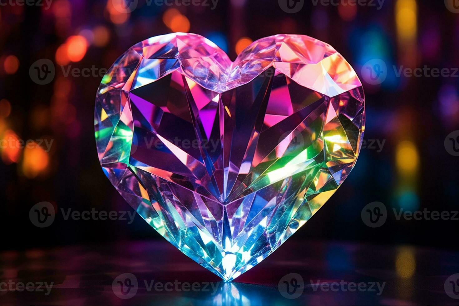 AI generated Crystal Heart Neon photo