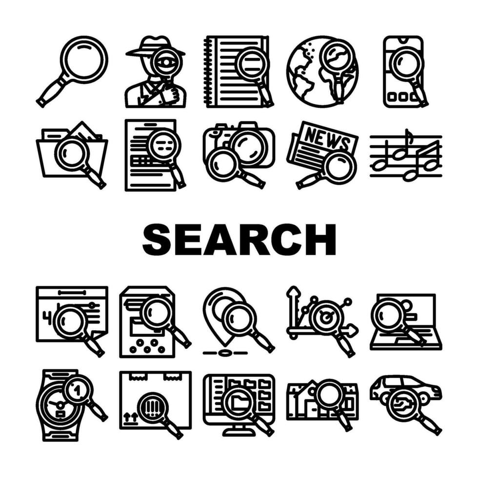 search web internet bar icons set vector