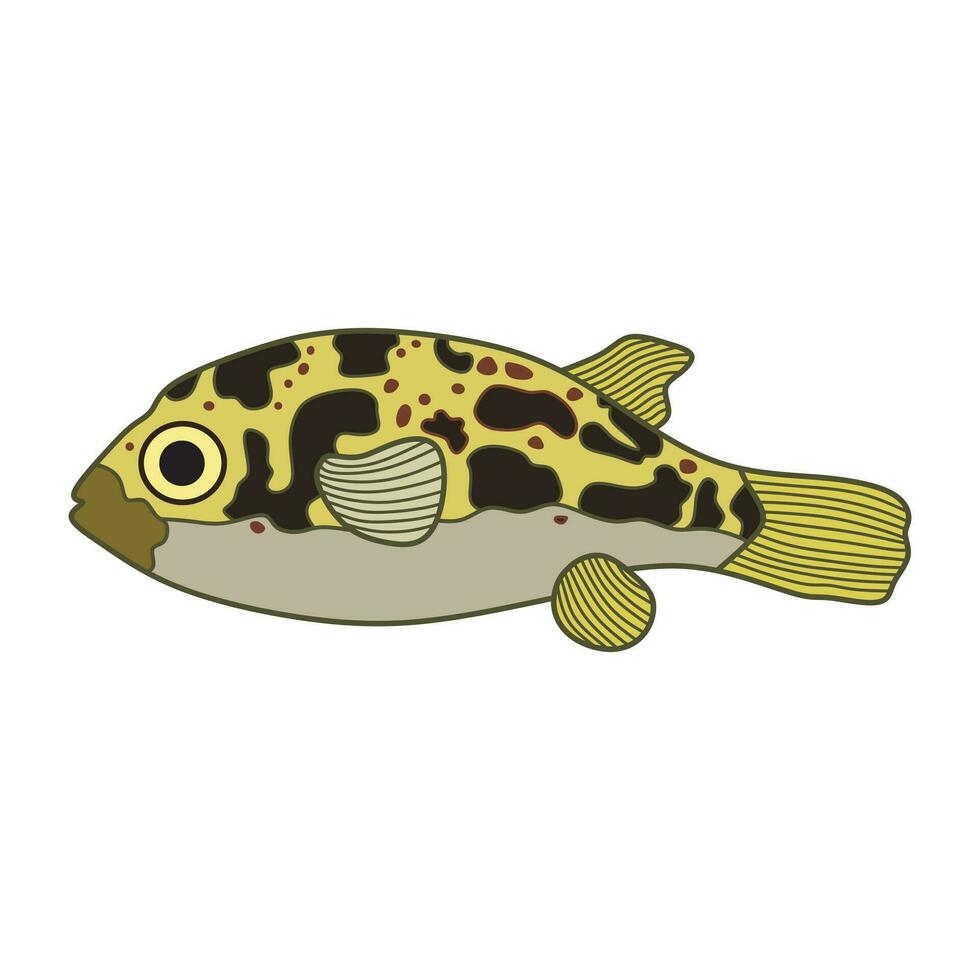 dibujos animados vector ilustración guisante fumador pescado icono aislado en blanco antecedentes