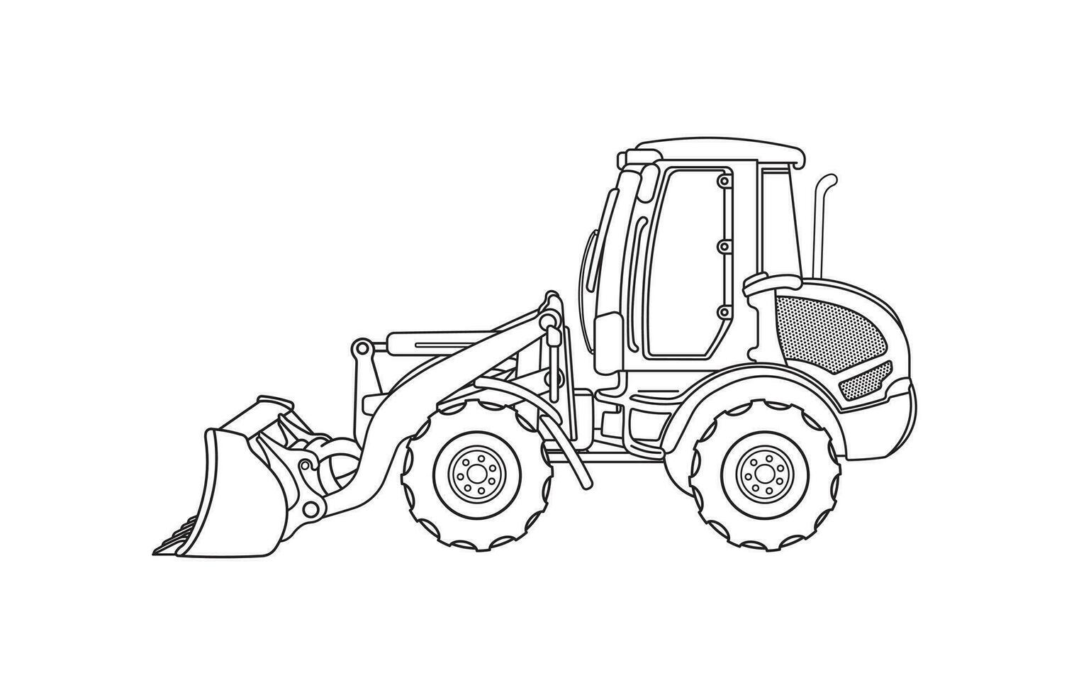 Hand drawn Vector illustration wheel loader icon Isolated on White Background