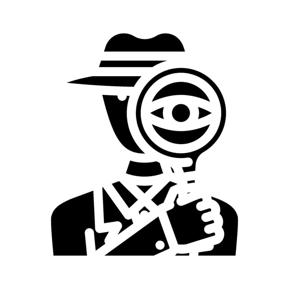 detective buscar aumentador vaso glifo icono vector ilustración