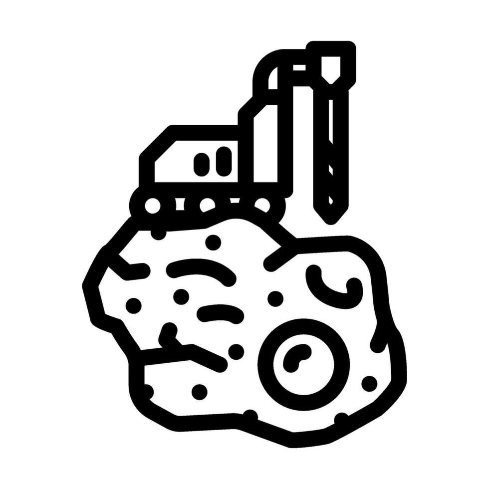 asteroid mining space exploration line icon vector illustration