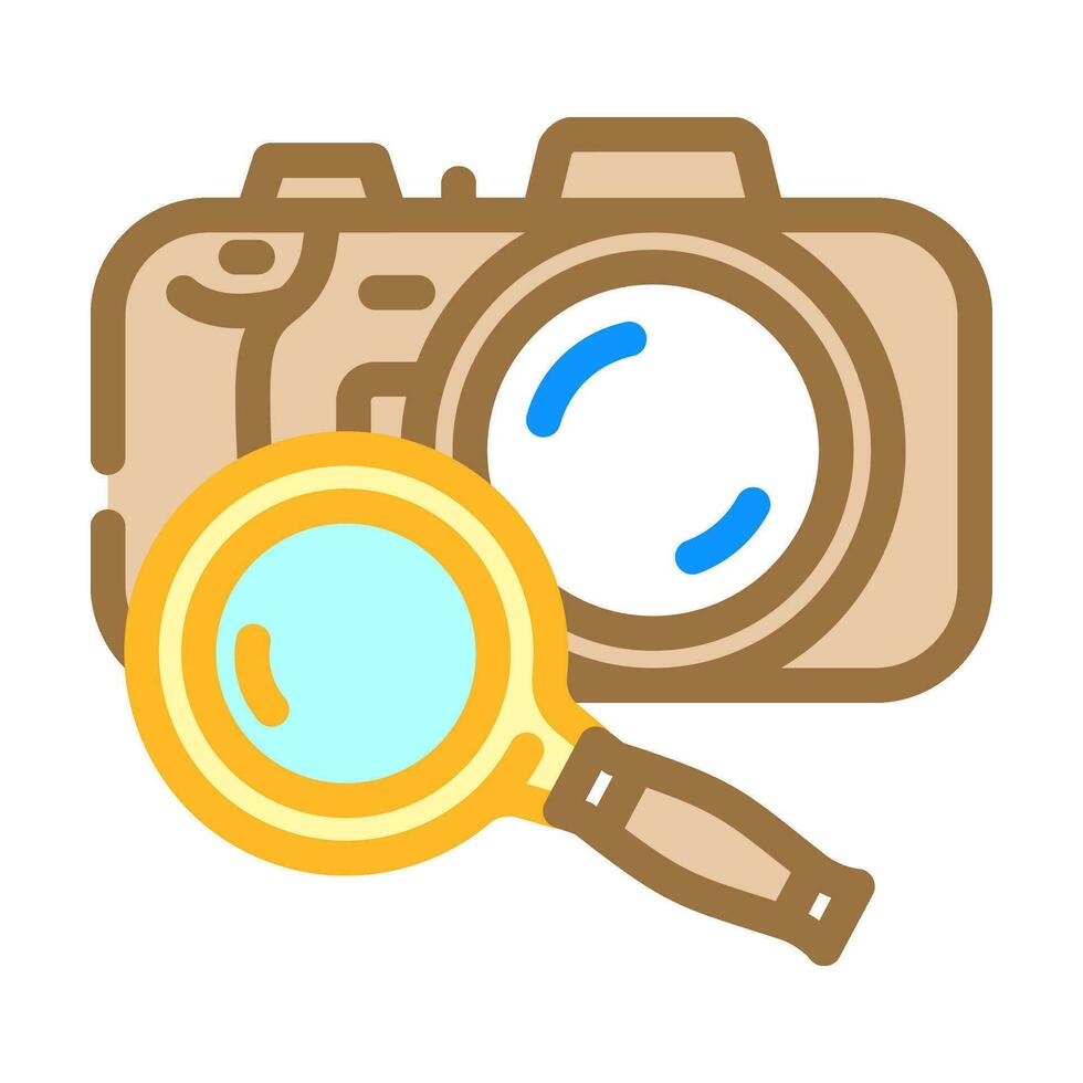 camera search magnifying glass color icon vector illustration