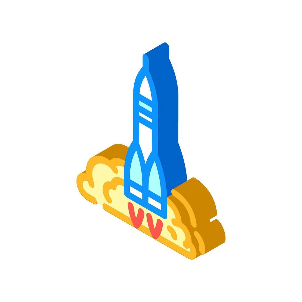 rocket launch space exploration isometric icon vector illustration