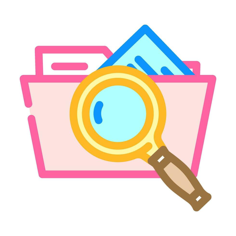 folder searchmagnifying glass color icon vector illustration