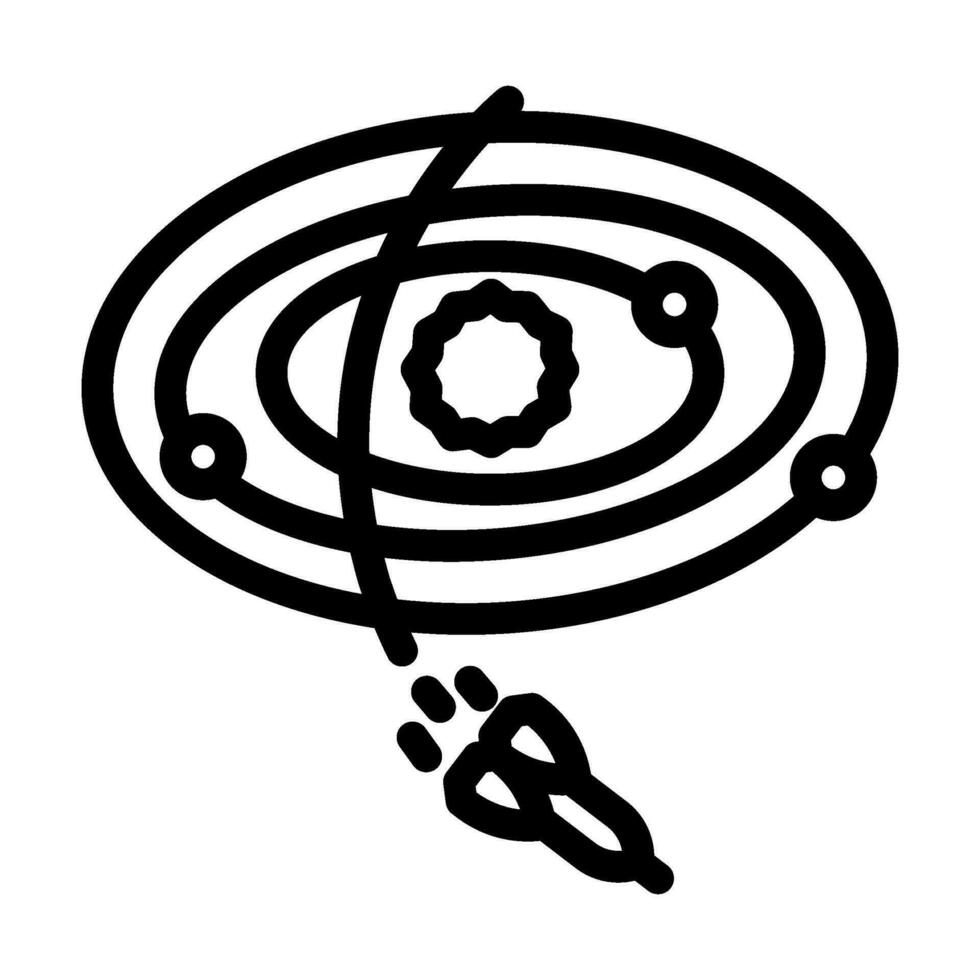 interstellar travel space exploration line icon vector illustration