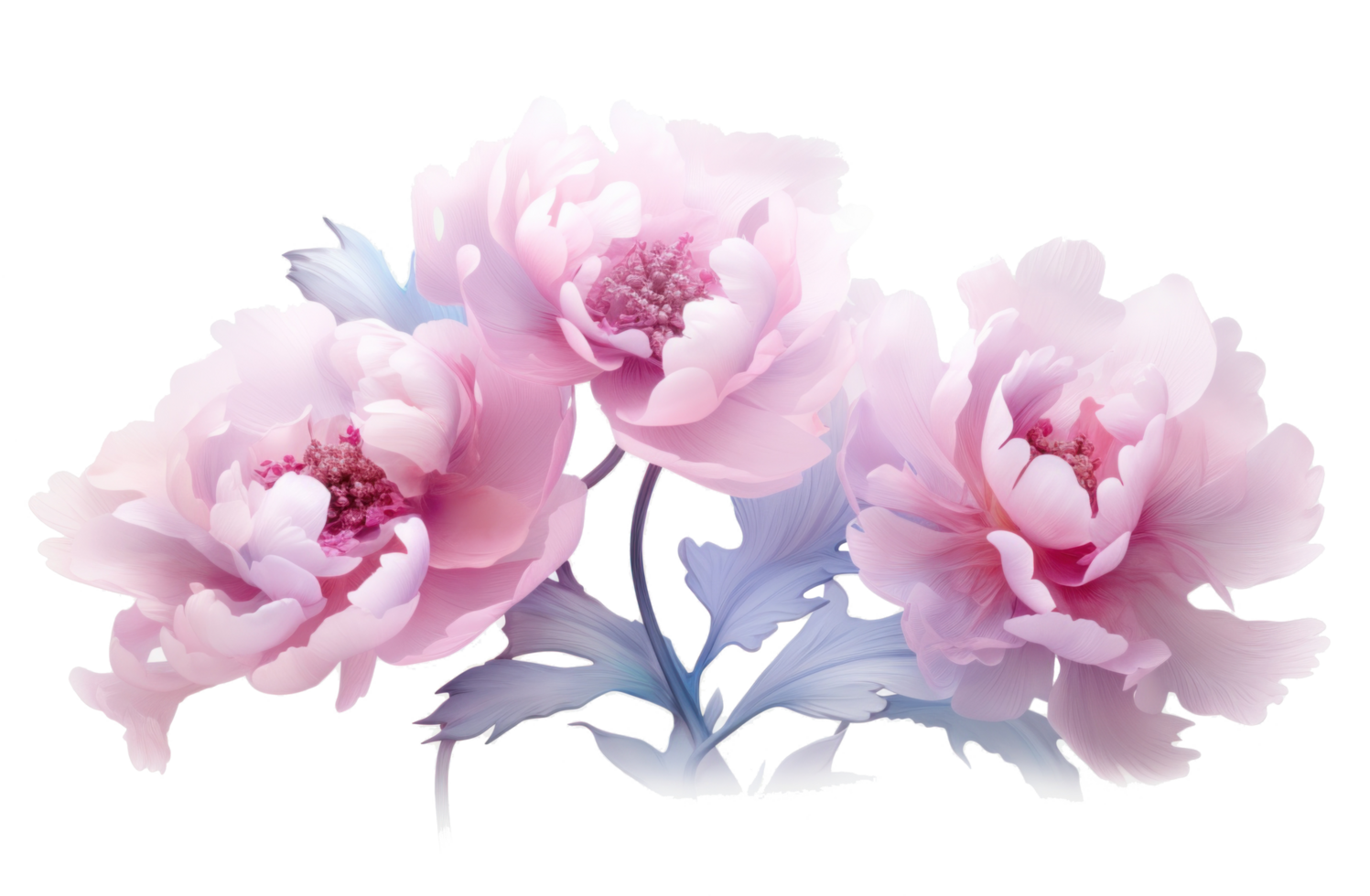AI generated peonies in spring on a transparent background png
