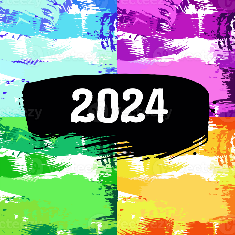 Page of background with text 2024 year. Square colorful background. Design template for layout png