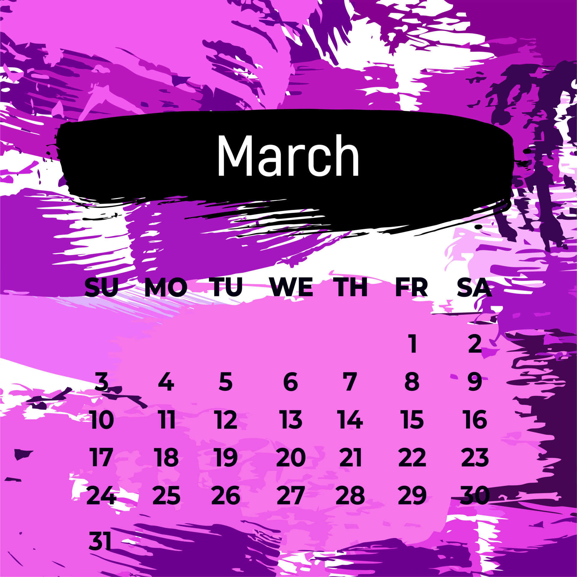 Page For March 2024 Year Square Calendar Planner For A Month Purple page-for-march-2024-year-square-calendar-planner-for-a-month-purple