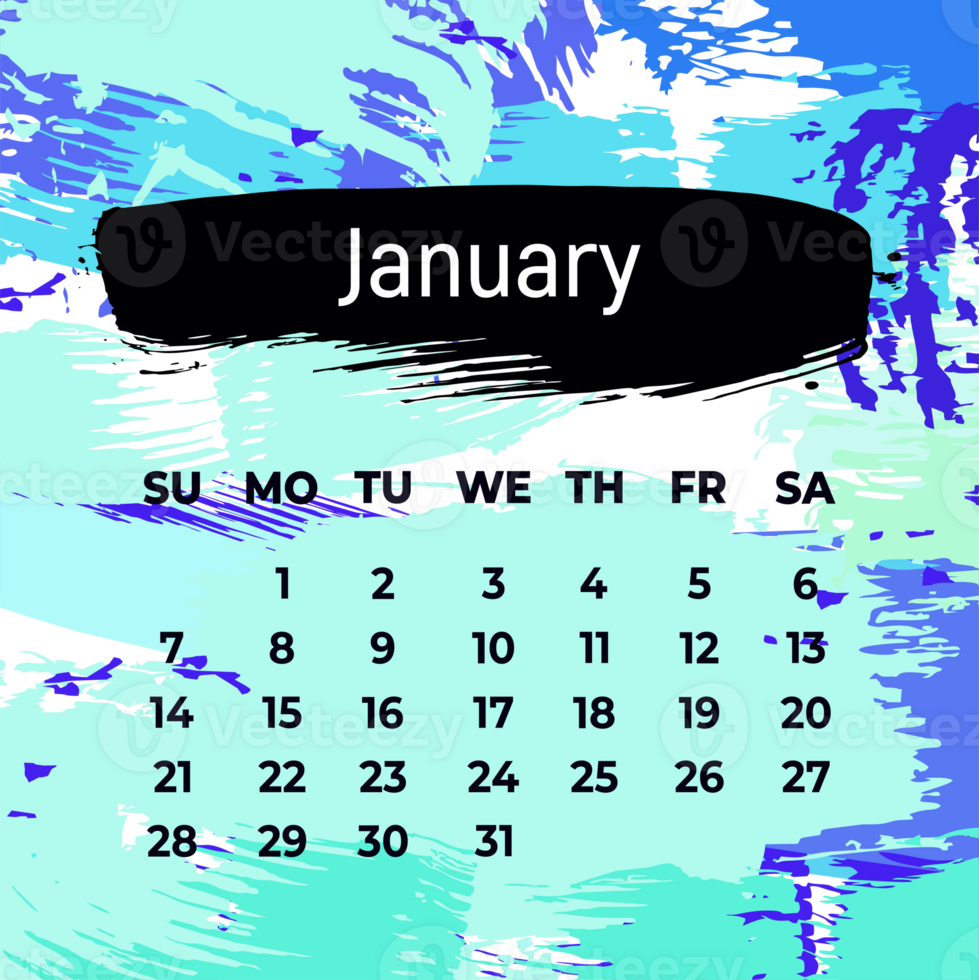 Page for january 2024 year. Square calendar planner for a month. Blue background. Design template for layout png