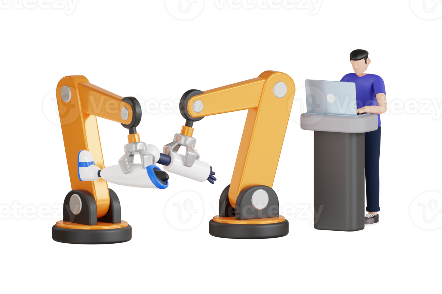 3d illustratie van robot voor slim technologie fabricage werkwijze. slim industrie robot armen voor fabriek productie 3d illustratie png