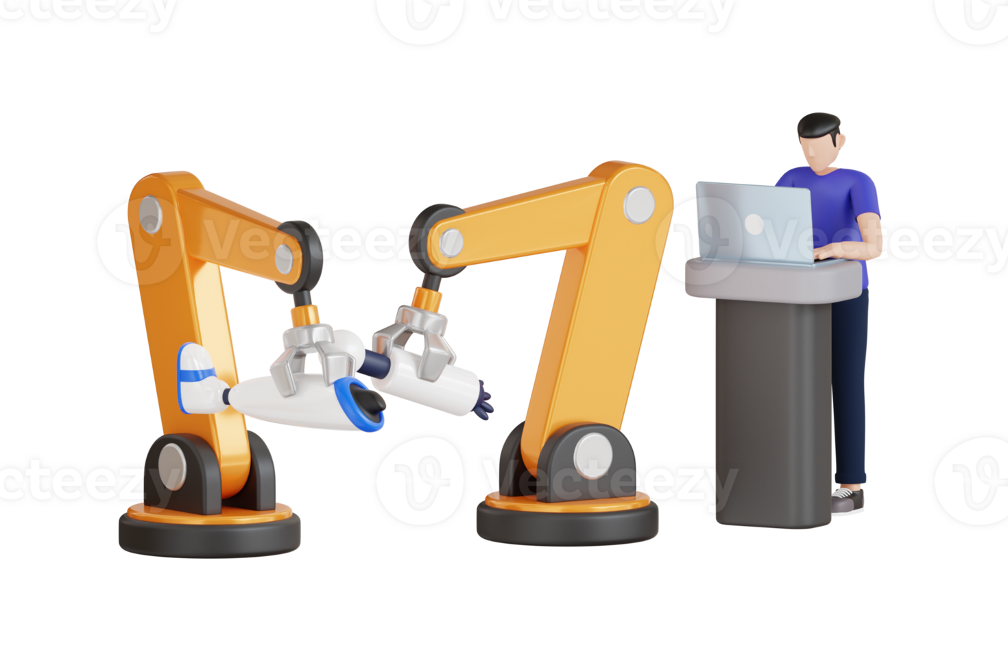 3d illustration of robot for smart technology manufacturing process. Smart industry robot arms for factory production 3d illustration png