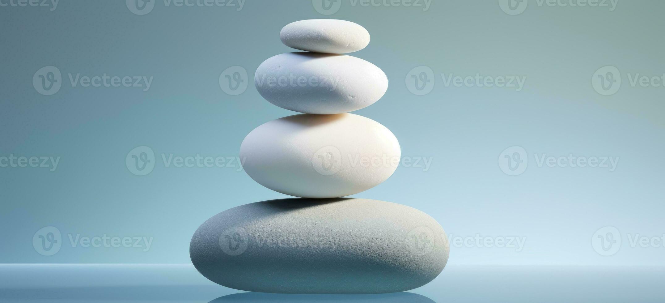AI Generated stack of blue and white stone. Stone Balance photo