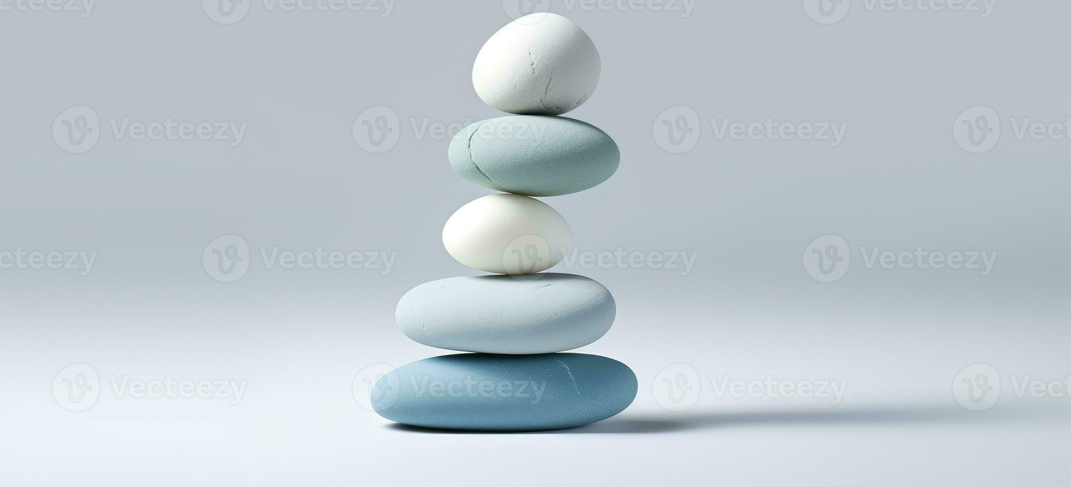 AI Generated stack of blue and white stone. Stone Balance photo