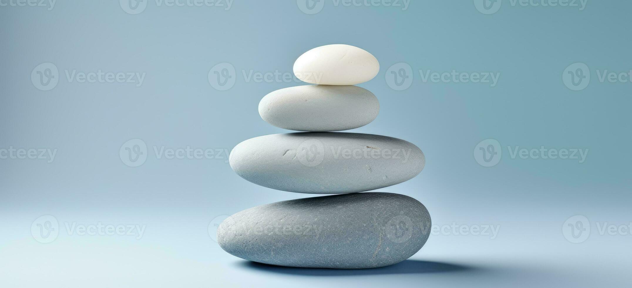 AI Generated stack of blue and white stone. Stone Balance photo