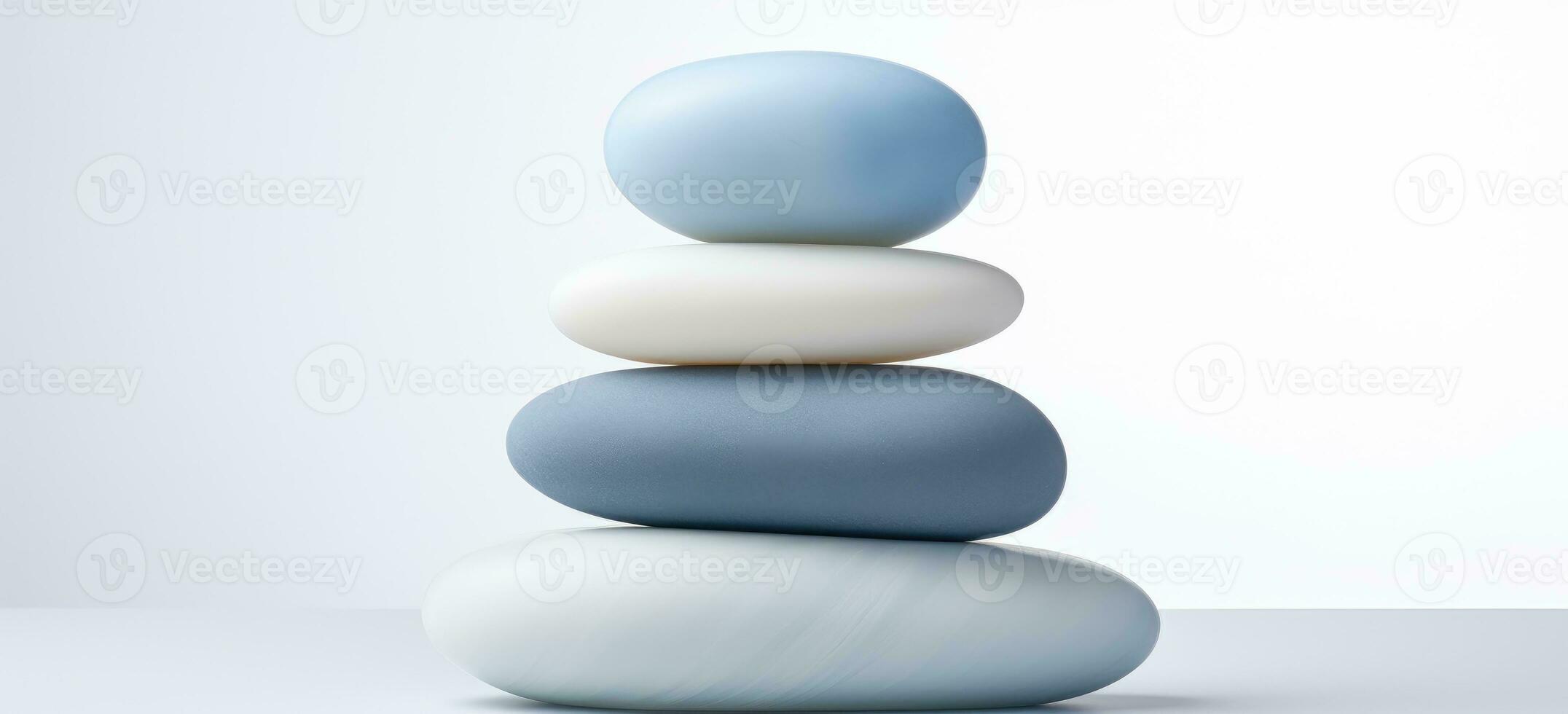 AI Generated stack of blue and white stone. Stone Balance photo