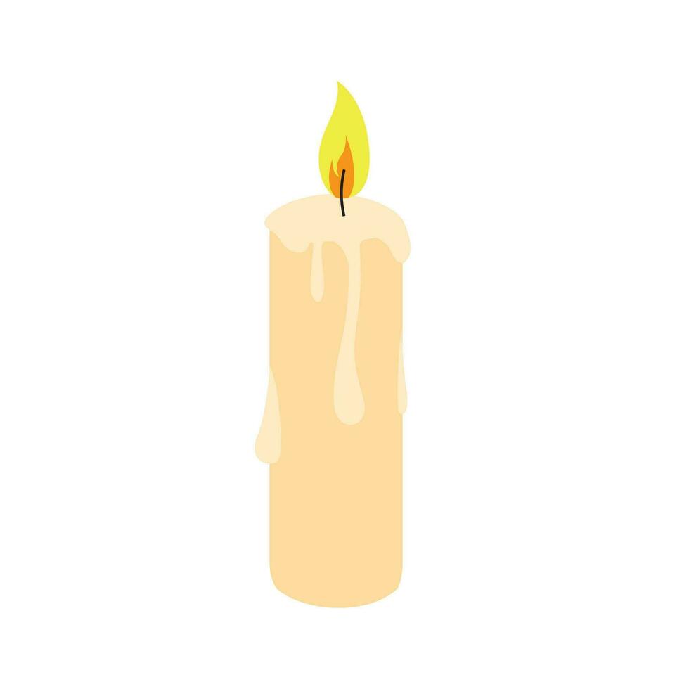 A lit candle. Wax candle Vector illustration