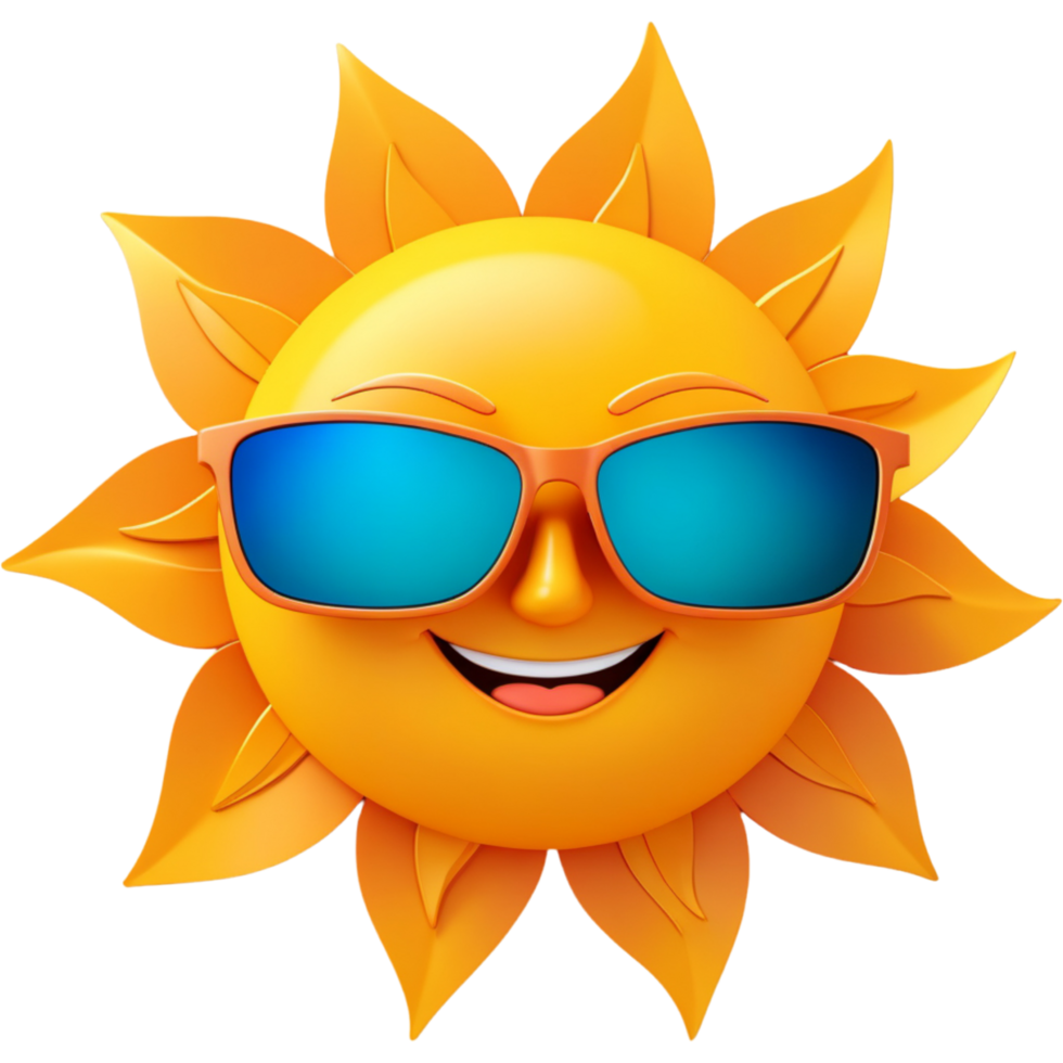 ai generato sorridente sole con occhiali da sole. ai generativo png