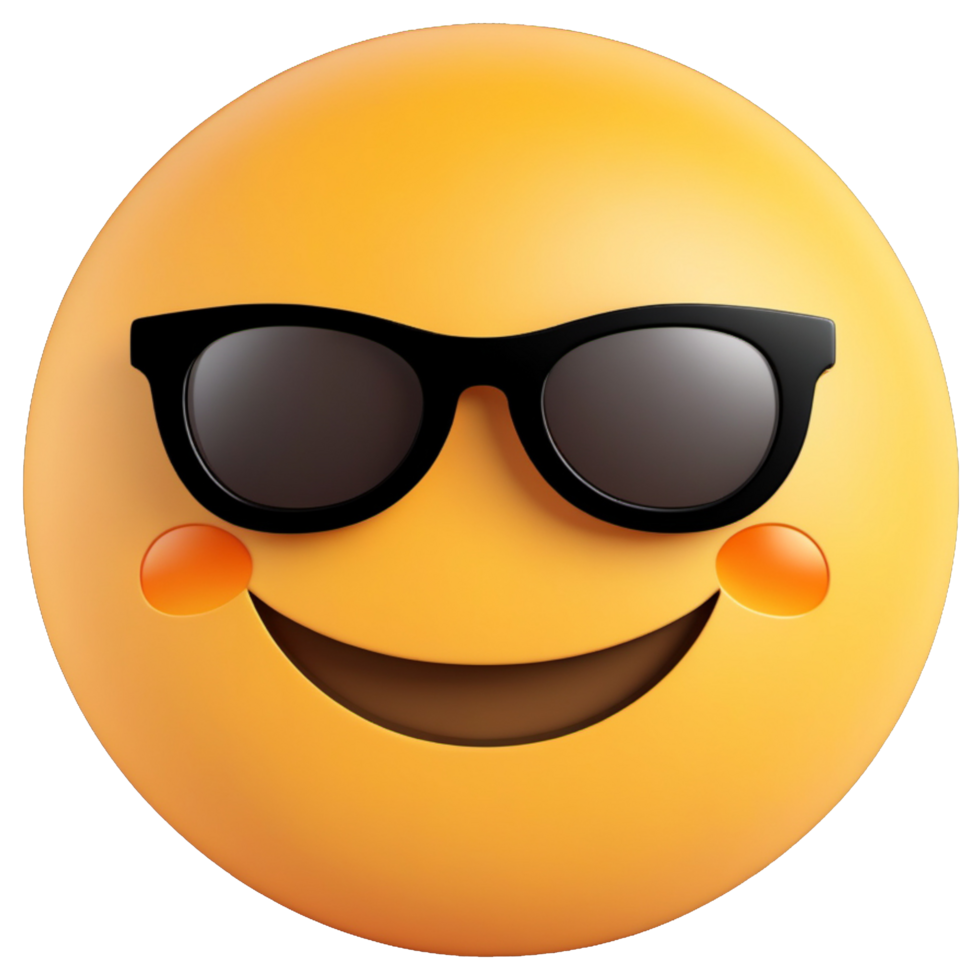 ai generato sorridente viso emoji con occhiali da sole. ai generativo png