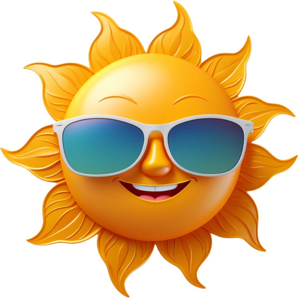 ai generato sorridente sole con occhiali da sole. ai generativo png