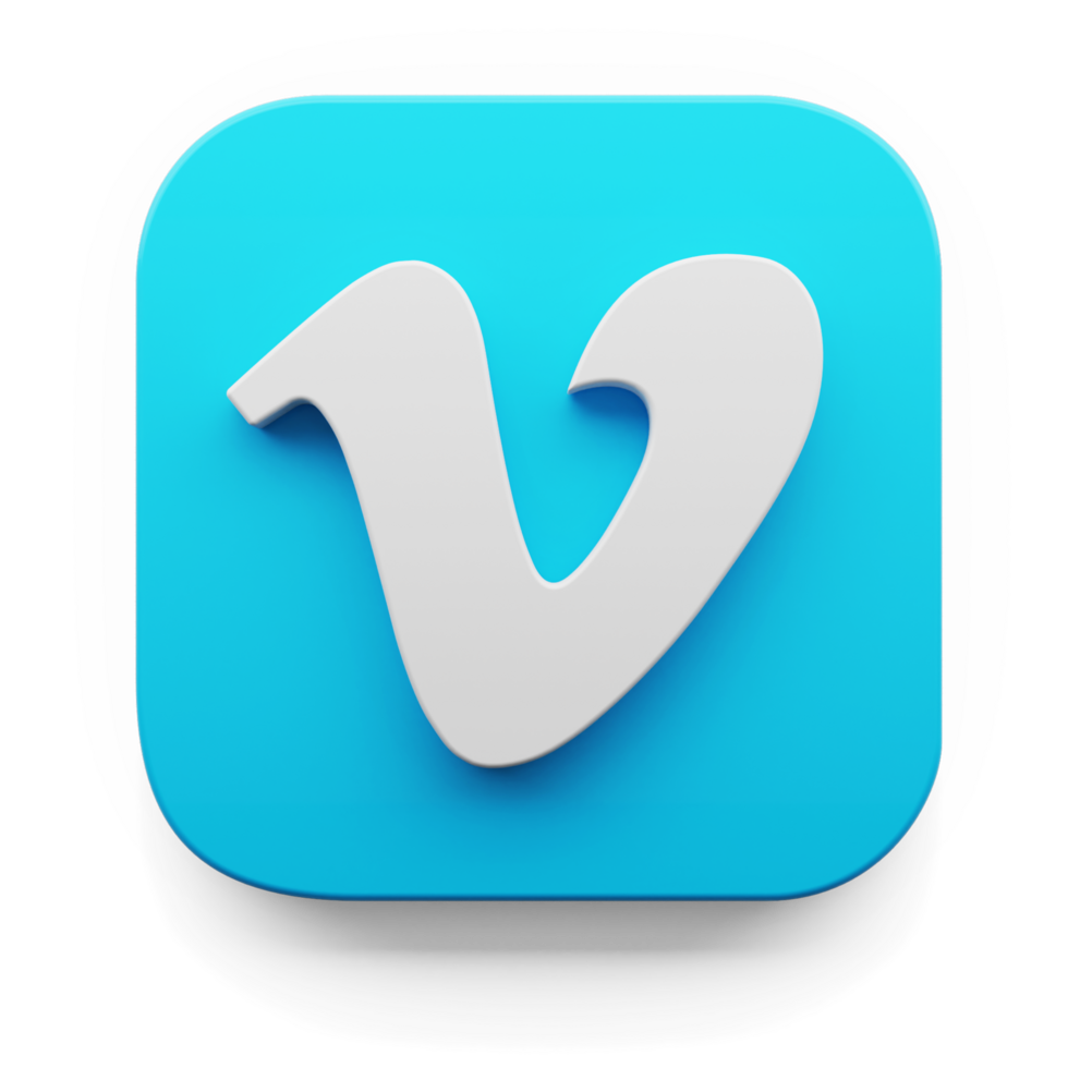 vimeo aplicativo logotipo dentro grande sur estilo 3d render ícone Projeto conceito elemento isolado transparente fundo png
