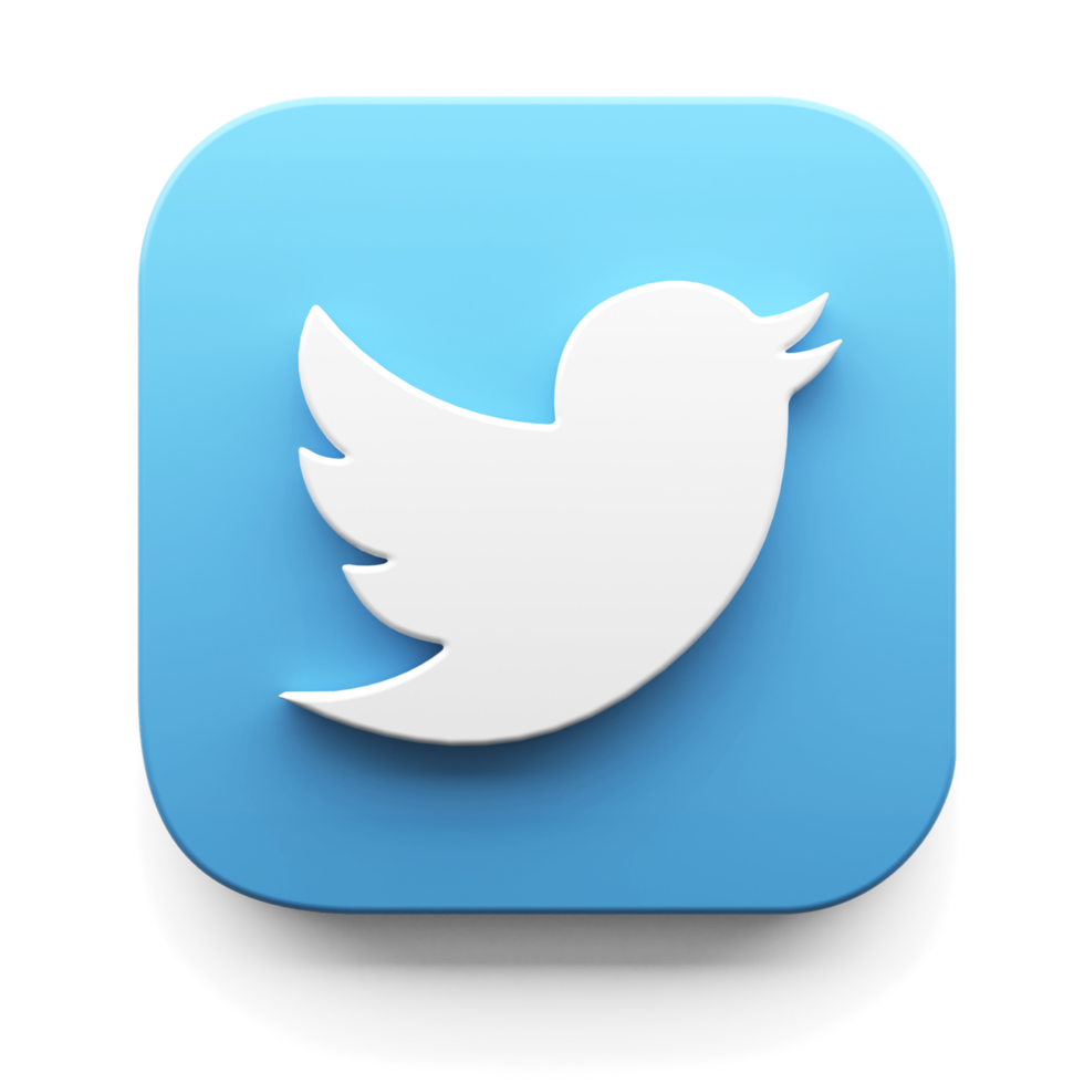 twitter app logo in big sur style 3d render icon design concept element isolated transparent background png