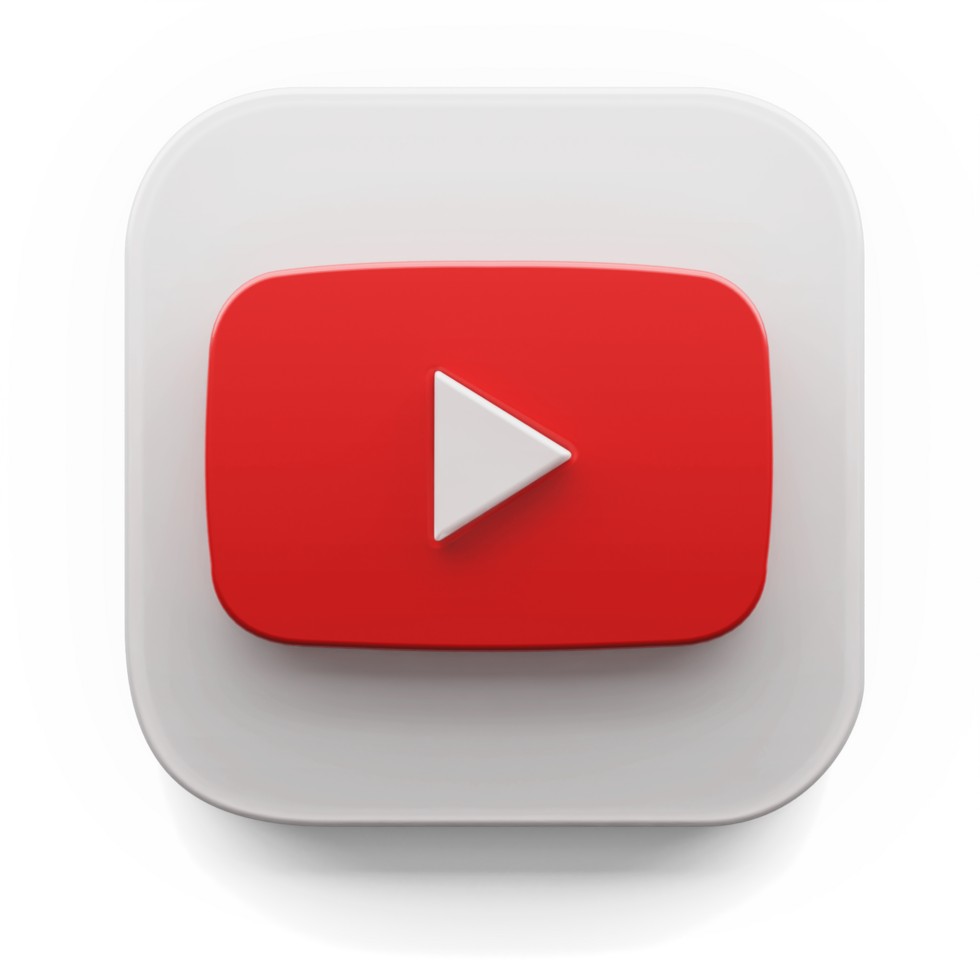 youtube app logo in big sur style 3d render icon design concept element isolated transparent background png