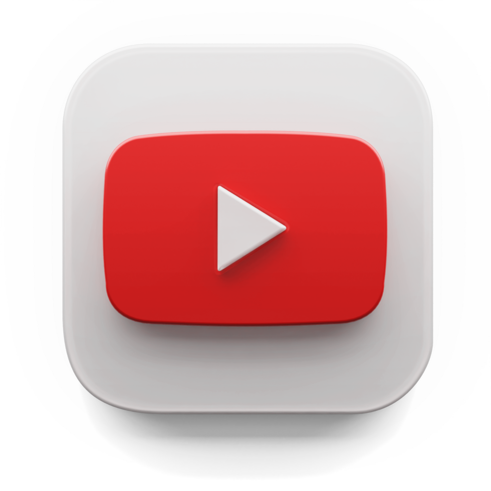 Youtube app logo dans gros sur style 3d rendre icône conception concept élément isolé transparent Contexte png