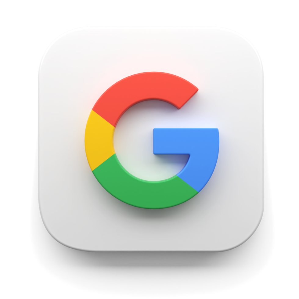 Google aplicativo logotipo dentro grande sur estilo 3d render ícone Projeto conceito elemento isolado transparente fundo png