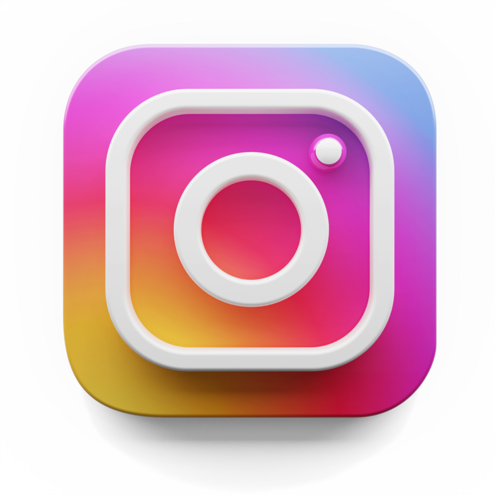 Instagram aplicativo logotipo dentro grande sur estilo 3d render ícone Projeto conceito elemento isolado transparente fundo png