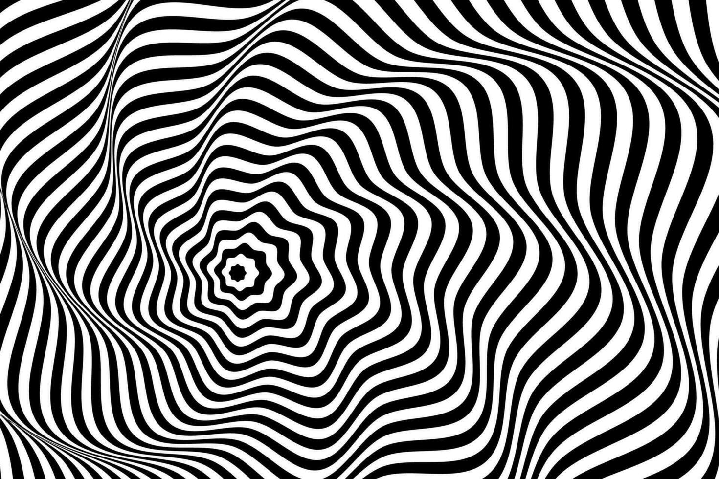 óptico ilusiones resumen a rayas con monocromo olas antecedentes. vector ilustración