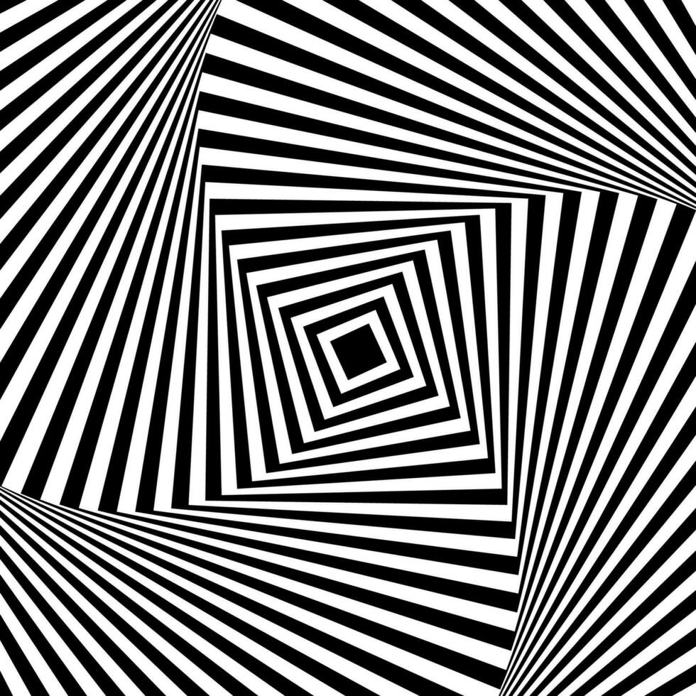 Black and white optical illusion. Abstract wavy stripes pattern vector