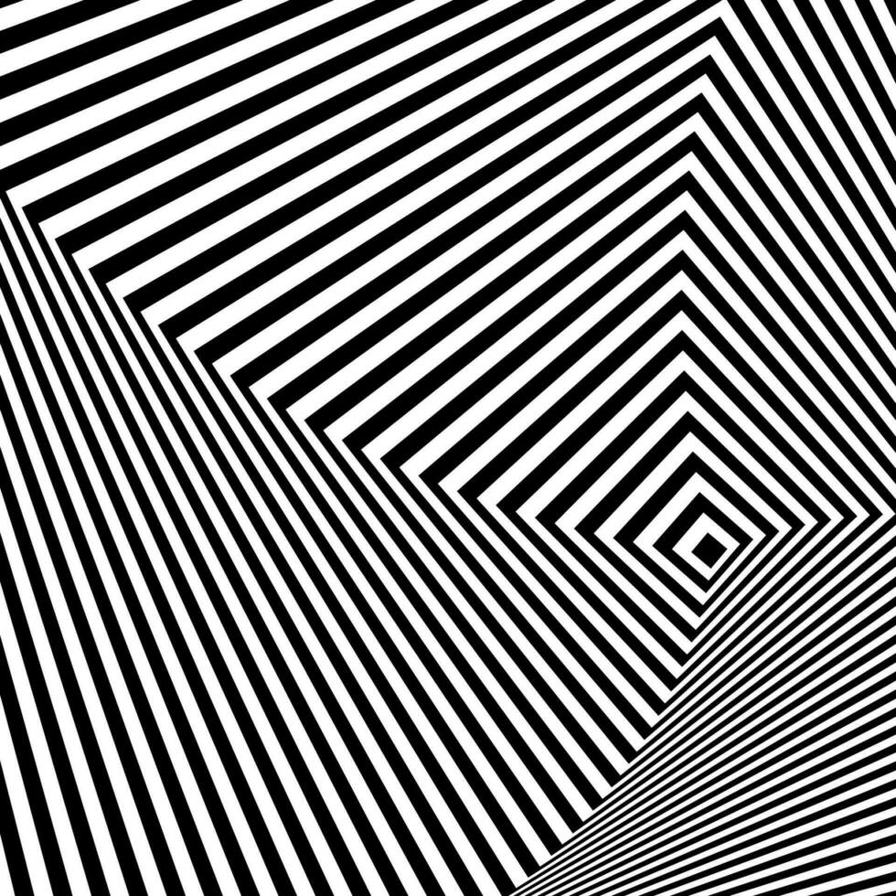 Black and white optical illusion. Abstract wavy stripes pattern vector