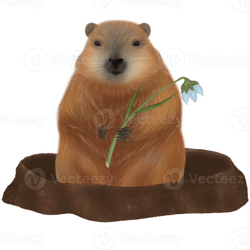 Groundhog Day, perfect for celebrating both winter and the impending arrival of spring. Ready to predict the seasons with charm, whether amidst the cold or as the leaves begin to flourish. png