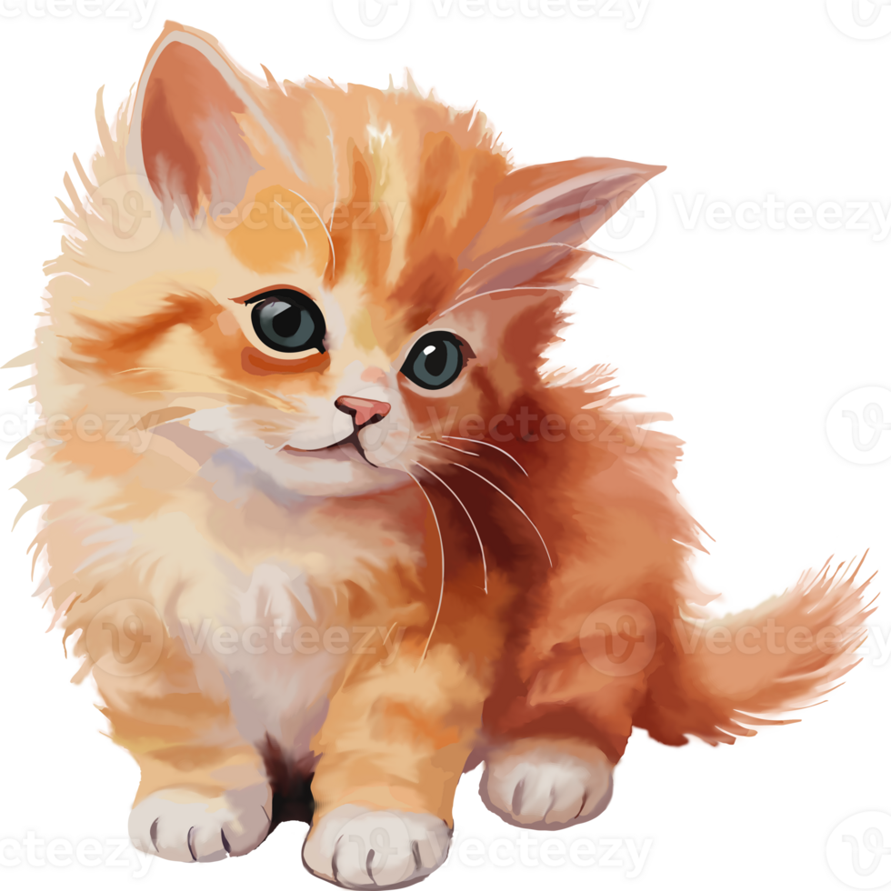 AI generated Fluffy Ginger orange kitten png