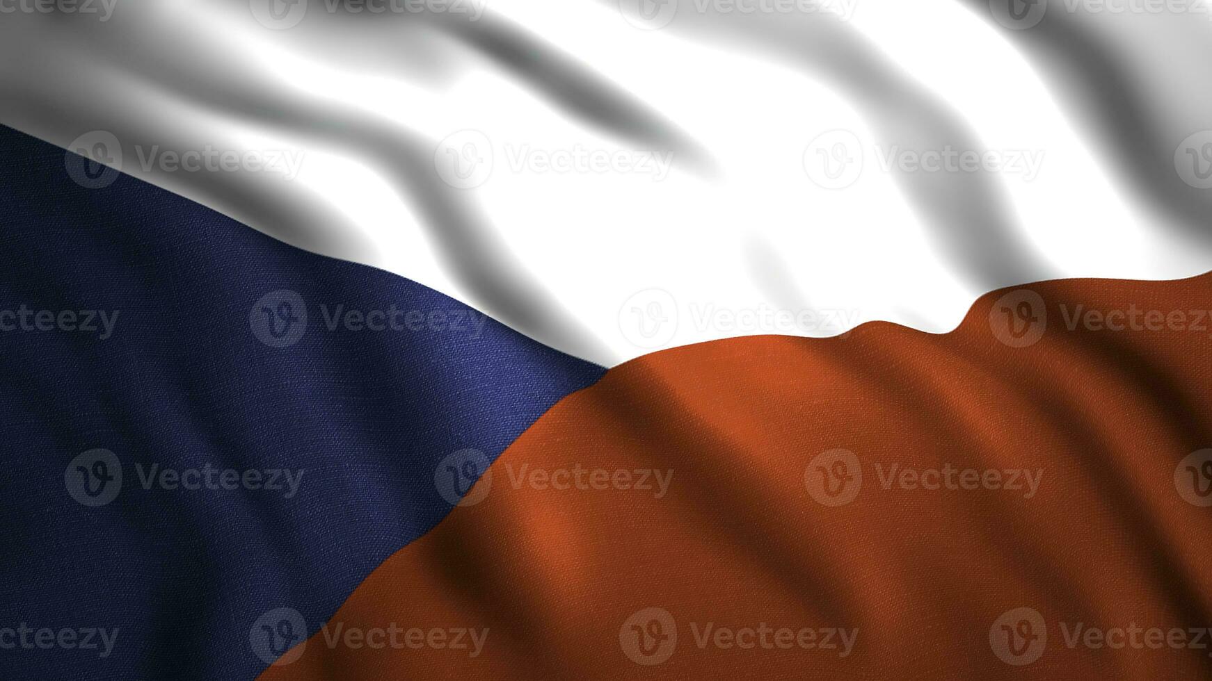 Flag of the Czech Republic.Motion.Tricolor flag with a blue triangle. photo