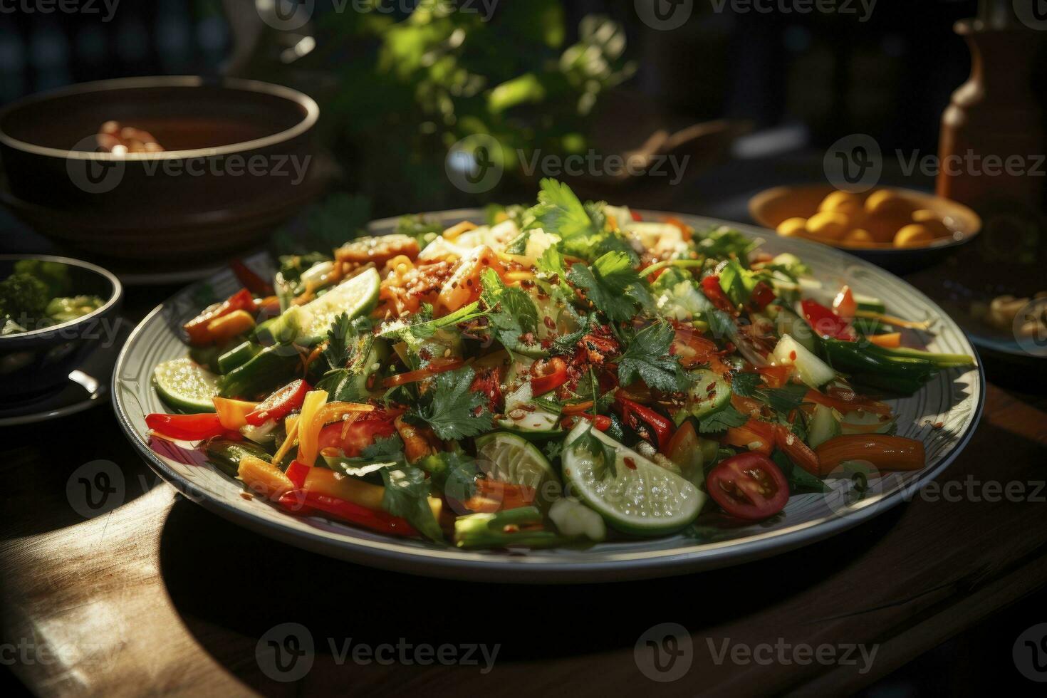 AI generated Thai cuisine, Som tam. Generative ai photo