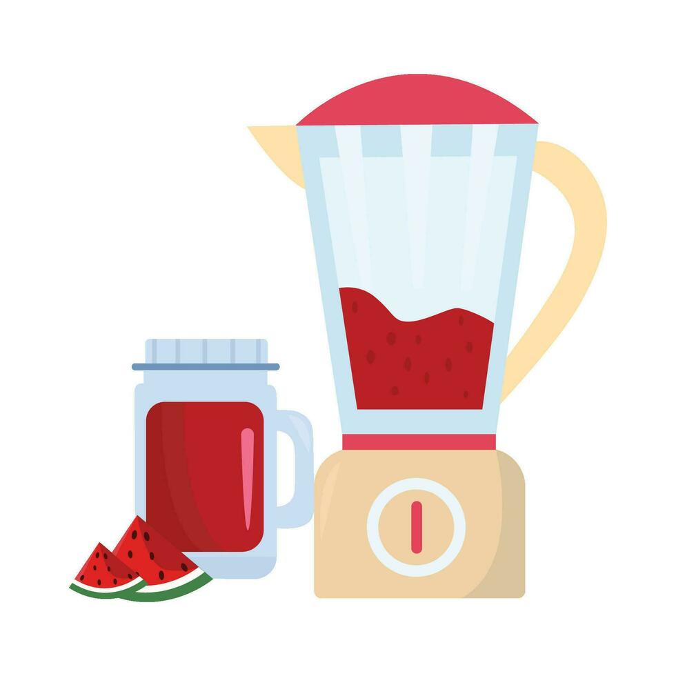 watermelon juice in blender illustration vector