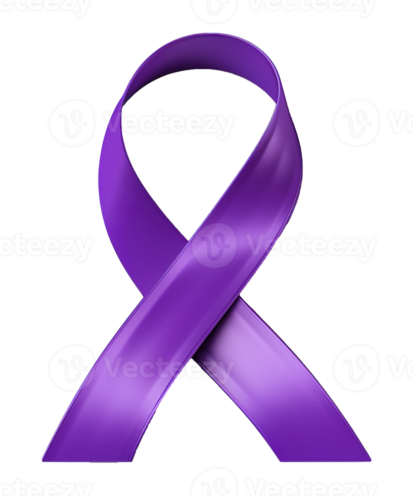 AI generated illustration of purple ribbon for support world cancer day png