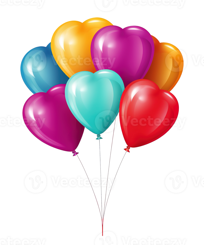 AI generated illustration of colorful balloon with love shape for happy valentine's day png