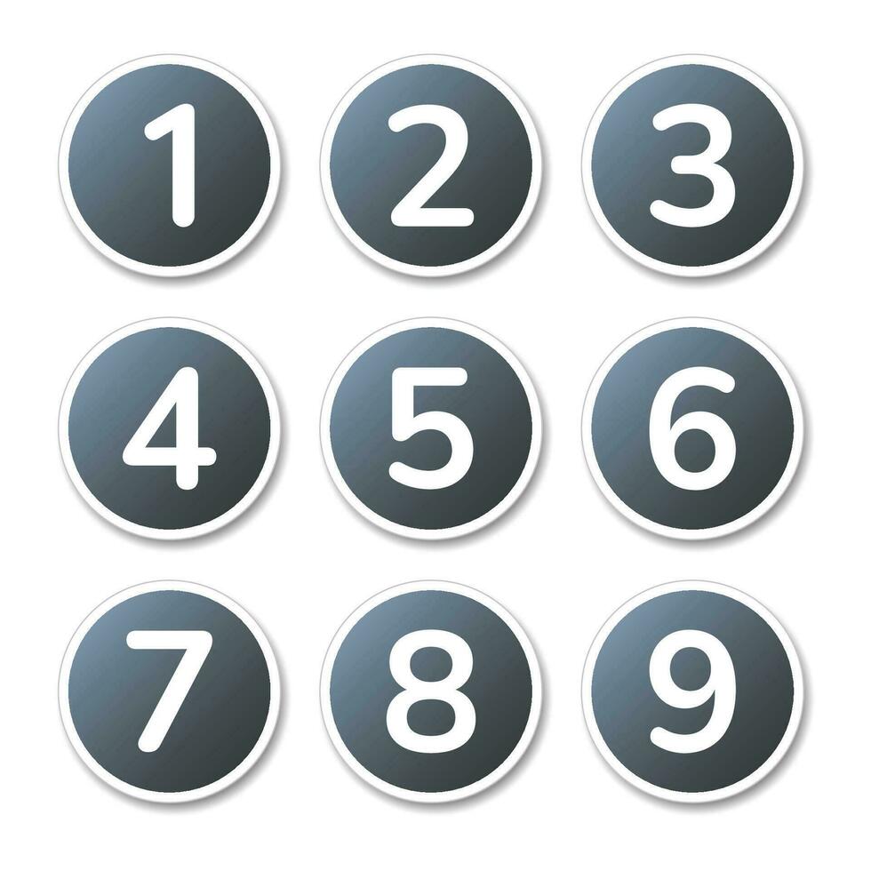 Set of numbers from 1 to 9 icon vector. Number Set vector illustration.