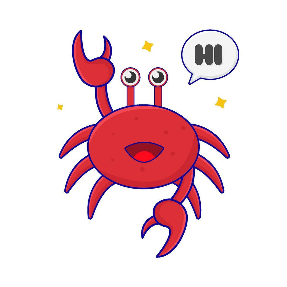 crab with say hi in speech bubble illustration vector
