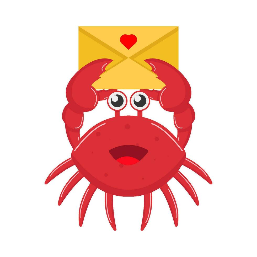 crab with mail illustration vector