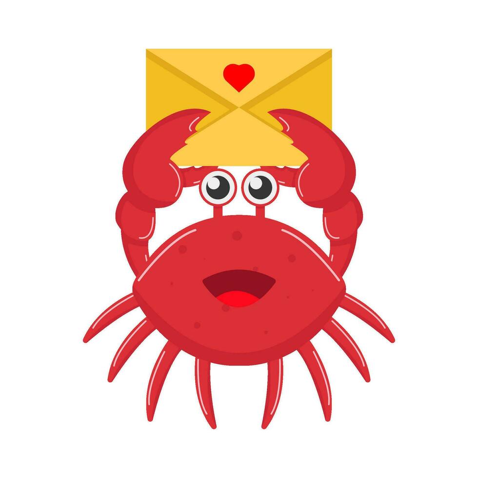 crab with mail illustration vector