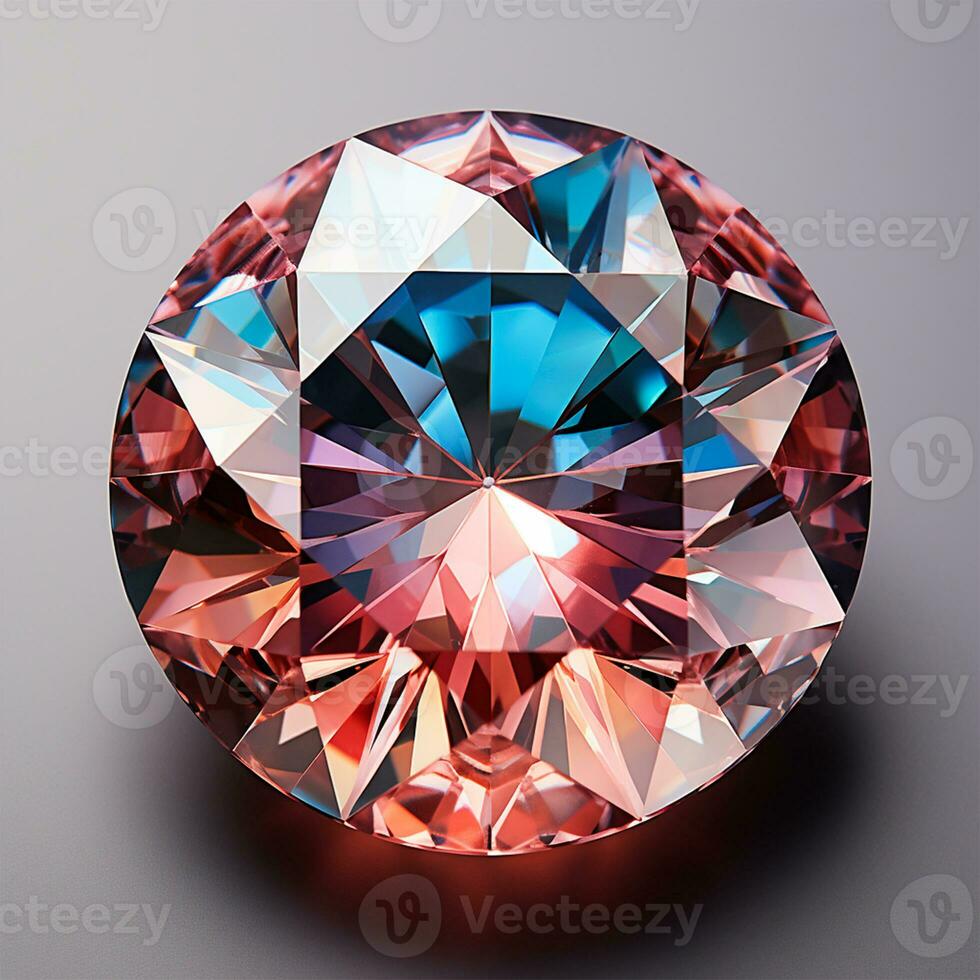 AI generated Faceted diamond, shiny bright transparent natural mineral - AI generated image photo